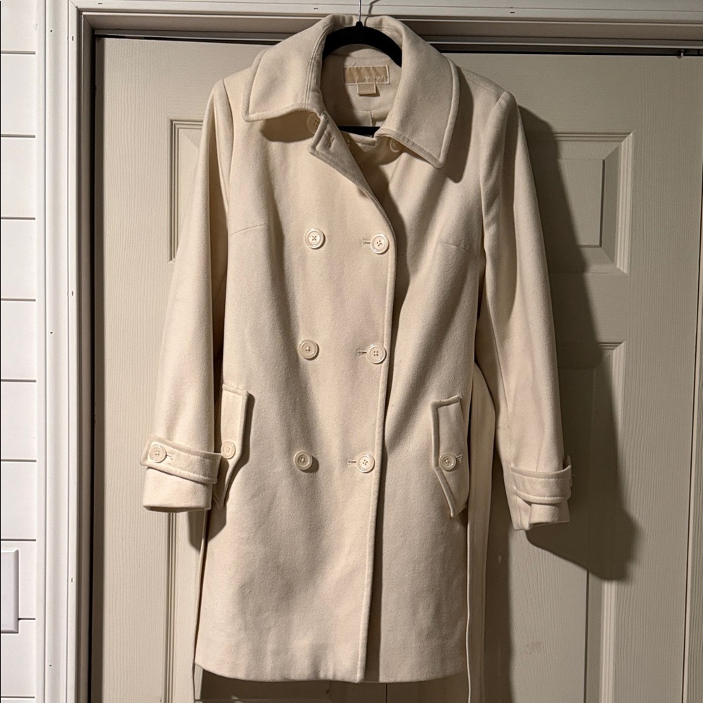 Michael Kors Elegant Cream Double-Breasted Women's Coat